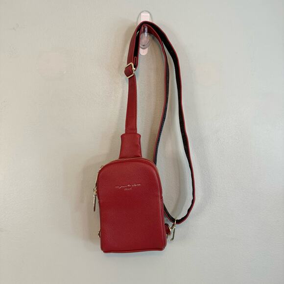 Inicat Un Jour De Chance Crossbody Sling Bag Small Vegan Leather Fanny Packs Red - Picture 10 of 10